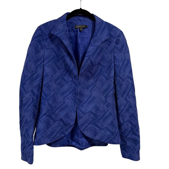 Lafayette 148 New York Royal Blue‎ Brushstrokes Blazer Size 8 - Picture 1 of 9